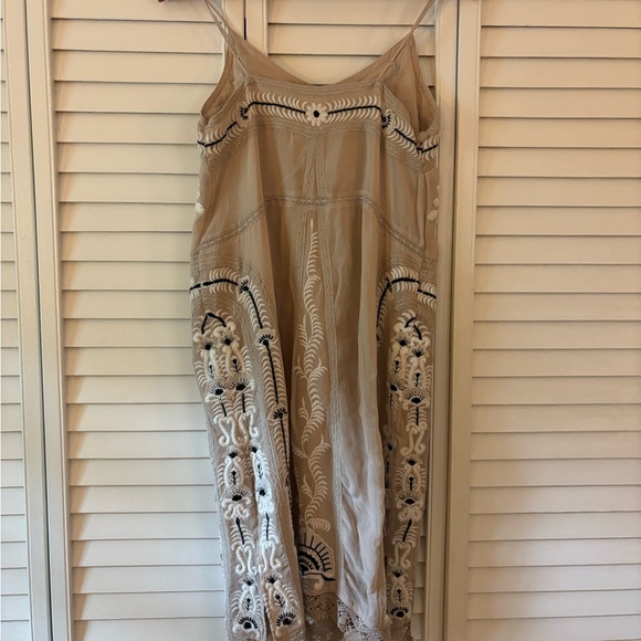 Maeve Beige Embroidered Slip Dress - Picture 10 of 13